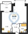 Планировка однокомнатной квартиры площадью 44.38 кв. м в новостройке ЖК "Наука"