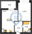 Планировка однокомнатной квартиры площадью 41.33 кв. м в новостройке ЖК "Наука"