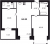 Планировка двухкомнатной квартиры площадью 64.82 кв. м в новостройке ЖК "Наука"