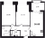 Планировка двухкомнатной квартиры площадью 56.68 кв. м в новостройке ЖК "Наука"