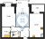 Планировка двухкомнатной квартиры площадью 62.53 кв. м в новостройке ЖК "Наука"