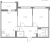 Планировка двухкомнатной квартиры площадью 54.69 кв. м в новостройке ЖК "БФА в Озерках"