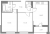 Планировка двухкомнатной квартиры площадью 58.44 кв. м в новостройке ЖК "БФА в Озерках"