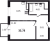 Планировка однокомнатной квартиры площадью 33.78 кв. м в новостройке ЖК "Квартал Лаголово"