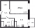 Планировка однокомнатной квартиры площадью 34.21 кв. м в новостройке ЖК "Квартал Лаголово"