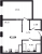 Планировка однокомнатной квартиры площадью 42.84 кв. м в новостройке ЖК "Квартал Лаголово"