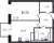 Планировка однокомнатной квартиры площадью 32.73 кв. м в новостройке ЖК "Квартал Лаголово"