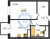 Планировка однокомнатной квартиры площадью 32.07 кв. м в новостройке ЖК "Квартал Лаголово"