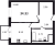 Планировка однокомнатной квартиры площадью 34.33 кв. м в новостройке ЖК "Квартал Лаголово"