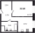 Планировка однокомнатной квартиры площадью 33.58 кв. м в новостройке ЖК "Квартал Лаголово"