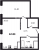 Планировка однокомнатной квартиры площадью 42.83 кв. м в новостройке ЖК "Квартал Лаголово"
