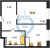 Планировка однокомнатной квартиры площадью 33.04 кв. м в новостройке ЖК "Квартал Лаголово"