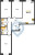 Планировка трехкомнатной квартиры площадью 76.77 кв. м в новостройке ЖК "Квартал Лаголово"