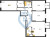 Планировка трехкомнатной квартиры площадью 91.71 кв. м в новостройке ЖК "Квартал Лаголово"