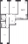 Планировка трехкомнатной квартиры площадью 76.77 кв. м в новостройке ЖК "Квартал Лаголово"