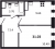 Планировка однокомнатной квартиры площадью 31.03 кв. м в новостройке ЖК "Новые Лаврики"