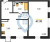 Планировка однокомнатной квартиры площадью 47.7 кв. м в новостройке ЖК "Курортный квартал"