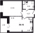 Планировка однокомнатной квартиры площадью 36.41 кв. м в новостройке ЖК "Курортный квартал"