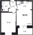 Планировка однокомнатной квартиры площадью 38.49 кв. м в новостройке ЖК "Курортный квартал"