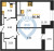 Планировка однокомнатной квартиры площадью 36.96 кв. м в новостройке ЖК "Курортный квартал"