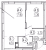 Планировка однокомнатной квартиры площадью 42.4 кв. м в новостройке ЖК "Курортный квартал"
