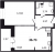 Планировка однокомнатной квартиры площадью 36.73 кв. м в новостройке ЖК "Курортный квартал"