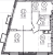 Планировка однокомнатной квартиры площадью 49.2 кв. м в новостройке ЖК "Курортный квартал"