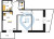 Планировка двухкомнатной квартиры площадью 54.35 кв. м в новостройке ЖК "Курортный квартал"