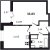 Планировка однокомнатной квартиры площадью 33.83 кв. м в новостройке ЖК "Аквилон All In 3.0"
