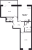 Планировка двухкомнатной квартиры площадью 58.47 кв. м в новостройке ЖК "Аквилон All In 3.0"
