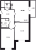 Планировка двухкомнатной квартиры площадью 56.8 кв. м в новостройке ЖК "Аквилон All In 3.0"