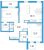 Планировка двухкомнатной квартиры площадью 61.82 кв. м в новостройке ЖК "AEROCITY Family"