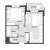 Планировка двухкомнатной квартиры площадью 36.56 кв. м в новостройке ЖК "Мурино клаб"