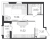 Планировка однокомнатной квартиры площадью 35.56 кв. м в новостройке ЖК "Glorax Парголово"