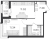 Планировка однокомнатной квартиры площадью 35.57 кв. м в новостройке ЖК "Glorax Парголово"