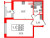 Планировка однокомнатной квартиры площадью 30.68 кв. м в новостройке ЖК "Сенат в Московском"