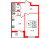 Планировка однокомнатной квартиры площадью 37.8 кв. м в новостройке ЖК "Дзета"