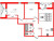 Планировка двухкомнатной квартиры площадью 58.1 кв. м в новостройке ЖК "Дзета"