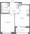 Планировка однокомнатной квартиры площадью 39.09 кв. м в новостройке ЖК "Б15"