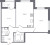 Планировка двухкомнатной квартиры площадью 61.04 кв. м в новостройке ЖК "Б15"