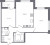 Планировка двухкомнатной квартиры площадью 60.47 кв. м в новостройке ЖК "Б15"