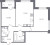 Планировка двухкомнатной квартиры площадью 59.54 кв. м в новостройке ЖК "Б15"