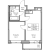 Планировка однокомнатной квартиры площадью 34.79 кв. м в новостройке ЖК "ПАРК-КВАРТАЛ Юнтолово"