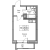 Планировка студии площадью 26.7 кв. м в новостройке ЖК "ПАРК-КВАРТАЛ Юнтолово"