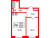 Планировка однокомнатной квартиры площадью 34.45 кв. м в новостройке ЖК "Сертолово парк"