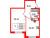 Планировка однокомнатной квартиры площадью 34.69 кв. м в новостройке ЖК "Сертолово парк"