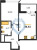 Планировка однокомнатной квартиры площадью 34.41 кв. м в новостройке ЖК "Титул в Московском"