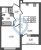 Планировка однокомнатной квартиры площадью 33.88 кв. м в новостройке ЖК "Титул в Московском"