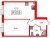 Планировка однокомнатной квартиры площадью 41.2 кв. м в новостройке ЖК "Парусная 1"
