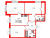 Планировка трехкомнатной квартиры площадью 76.8 кв. м в новостройке ЖК "Парусная 1"